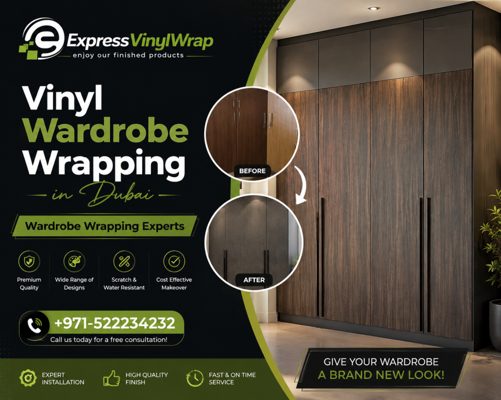Vinyl wardrobe wrapping in Dubai